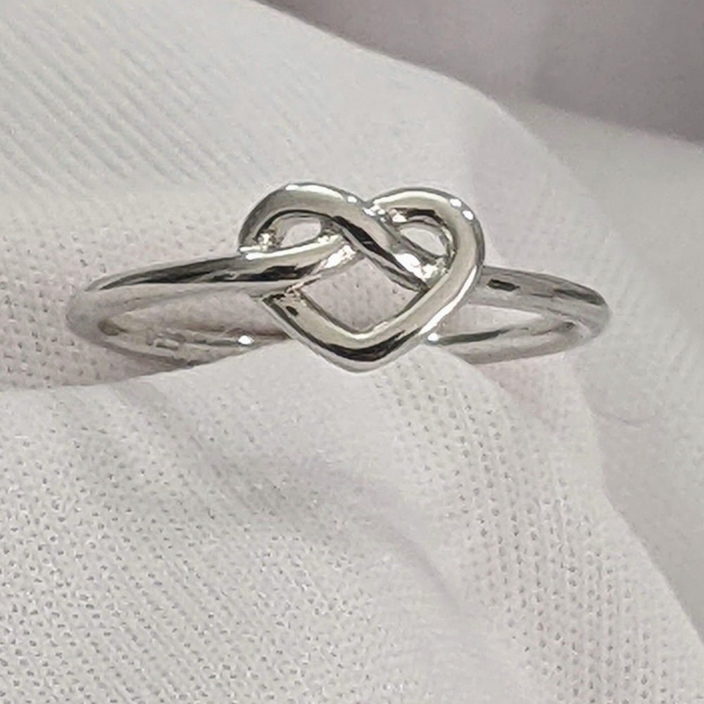 Ring Solid Sterling Silver Heart Knot Ring